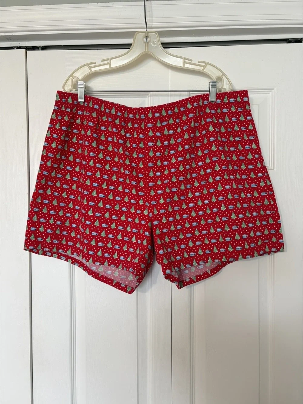 Vineyard Vines Red Holiday Print Boxers with Green & Light Blue Accents